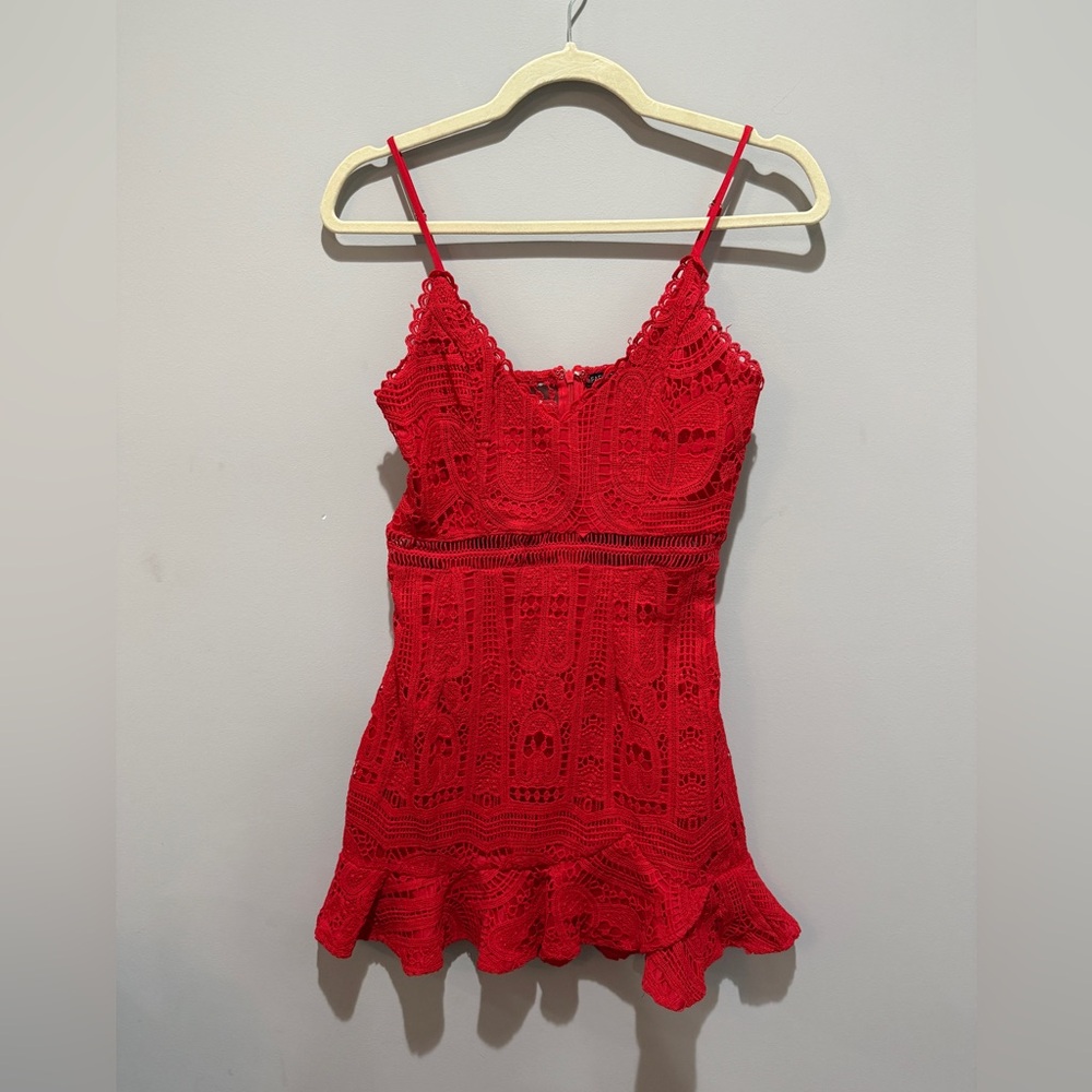 Fashion Nova Vibrant Red Lace Dress